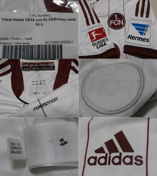 画像3: ニュルンベルク 2013/14 アウェイ ユニフォーム ベルカイ・ダバンル 選手実使用品 Lサイズ adidas