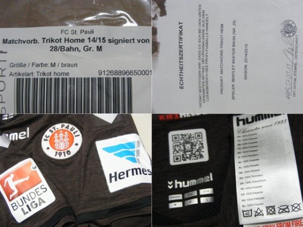 画像3: ザンクトパウリ 2014/15 ホーム ユニフォーム ベントレー・バックスター・バン 直筆サイン入り 選手実支給品 Mサイズ クラブ証明書付き hummel