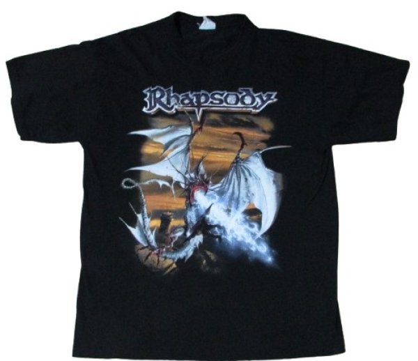 画像1: RHAPSODY POWER OF THE DRAGONFLAME 2002 ヨーロッパ＆ジャパンツアーTシャツ Lサイズ？ ヴィンテージTシャツ