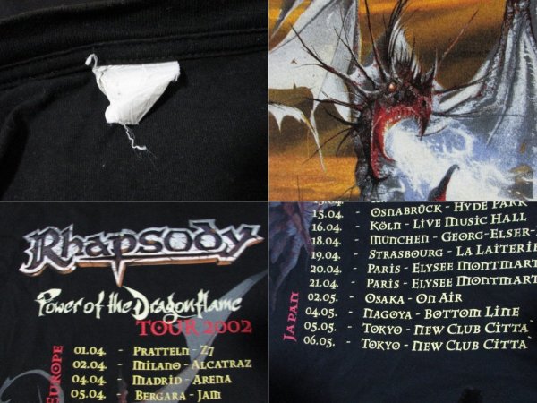 画像3: RHAPSODY POWER OF THE DRAGONFLAME 2002 ヨーロッパ＆ジャパンツアーTシャツ Lサイズ？ ヴィンテージTシャツ