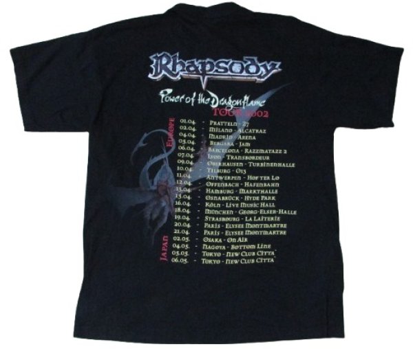 画像2: RHAPSODY POWER OF THE DRAGONFLAME 2002 ヨーロッパ＆ジャパンツアーTシャツ Lサイズ？ ヴィンテージTシャツ